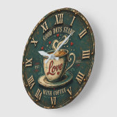 Good Days Start with Coffee ラージ壁時計 (傾斜)