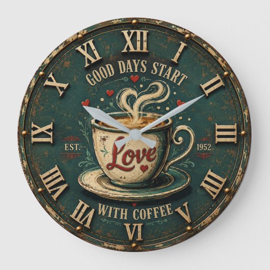 Good Days Start with Coffee ラージ壁時計 (正面)