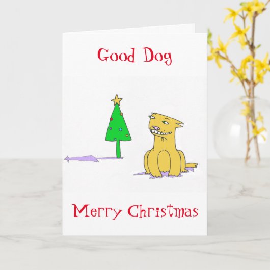 Good Dog Merry Christmas Card カード (黄色い花)