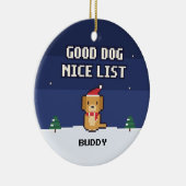Good Dog Nice List Personalized Pixel Ornament セラミックオーナメント (右)