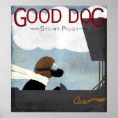 Good Dog Stunt Pilot - black dog flying ポスター (正面)