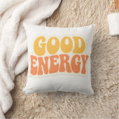 GOOD ENERGY レトロ波状テキスト - スロー枕 クッション (ブランケット)