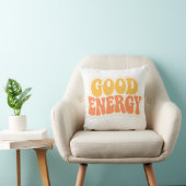 GOOD ENERGY レトロ波状テキスト - スロー枕 クッション (椅子)