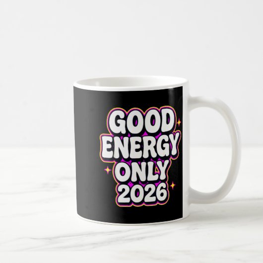 Good Energy Only 2026 Retro Bubble Letter Design  コーヒーマグカップ (右)