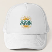 Good Energy- Retro Sunburst Positive Vibes Design キャップ (正面)