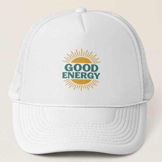 Good Energy- Retro Sunburst Positive Vibes Design キャップ (正面)