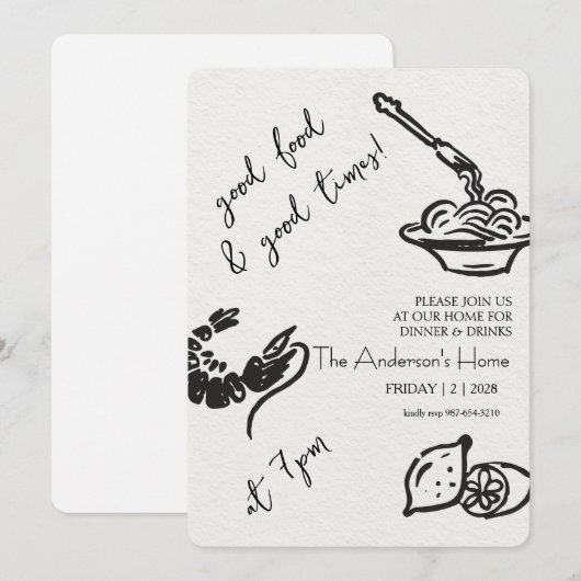 Good Food & Good Times Thanksgiving 招待状 (正面/裏面)