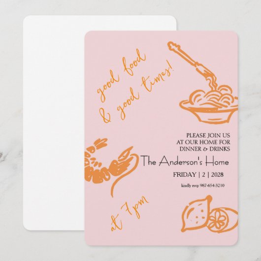 Good Food & Good Times Thanksgiving 招待状 (正面/裏面)