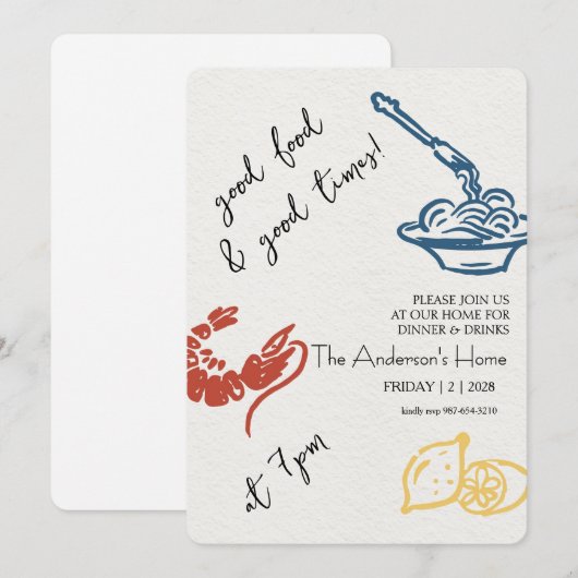 Good Food & Good Times Thanksgiving 招待状 (正面/裏面)