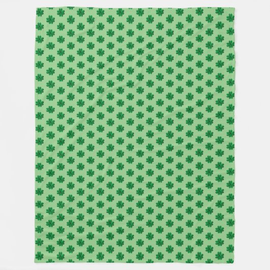 Good Fortune Four-Leaf Clovers on Lime Green フリースブランケット (正面)