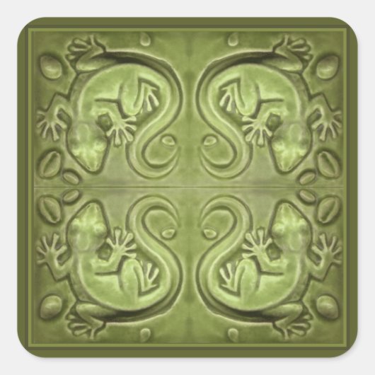 Good Fortune Lizardタイル貼り スクエアシール (正面)