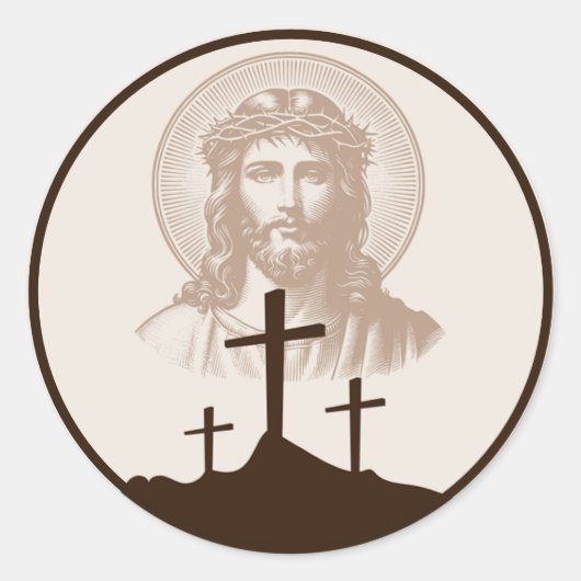 Good Friday Catholic Adoration – Lent Devotional  ラウンドシール (正面)