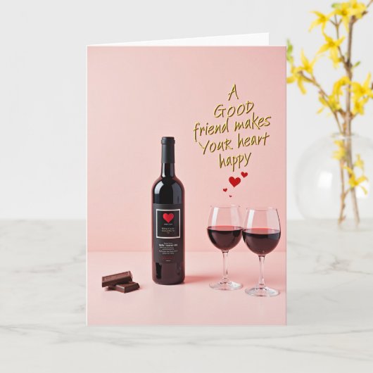 Good Friend Wine Chocolate Happy Card カード (黄色い花)