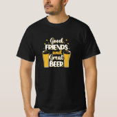 Good Friends & 素晴らし Beer, Beer Glasses on Black Tシャツ (正面)