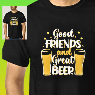 Good Friends & 素晴らし Beer, Beer Glasses on Black Tシャツ