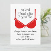Good Friends Are Like Bras, Funny Friendship Card (スタンド正面)