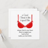 Good Friends Are Like Bras, Funny Friendship Card カード (正面/裏面インサイチュ)