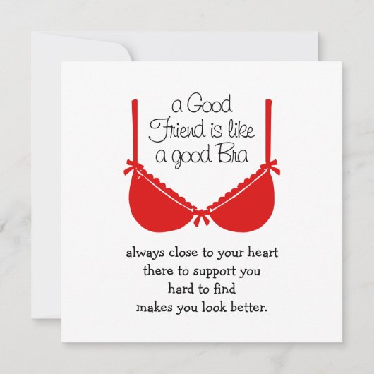 Good Friends Are Like Bras, Funny Friendship Card カード (正面)