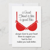 Good Friends Are Like Bras, Funny Friendship Card カード (正面)