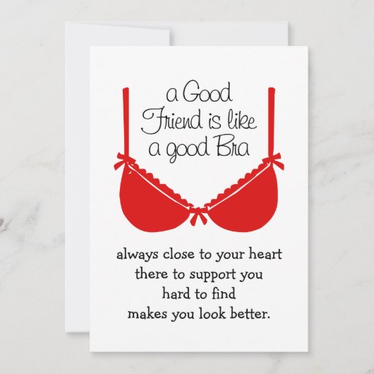Good Friends Are Like Bras, Funny Friendship Card サンキューカード (正面)