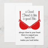 Good Friends Are Like Bras, Funny Friendship Card サンキューカード (正面/裏面)