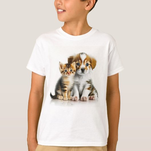 Good Friends Puppy And Kitten Tシャツ (正面)