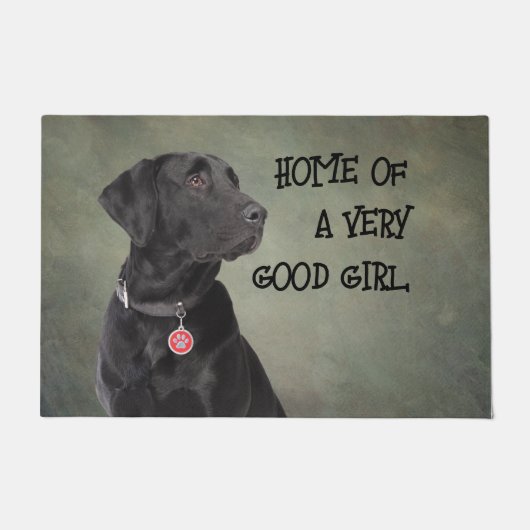 Good Girl Black Lab ドアマット (正面)