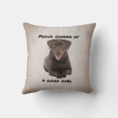 Good Girl Chocolate Lab クッション (裏面)