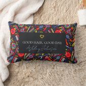 Good hair, good day — black, red & blue Hair Salon ランバークッション (ブランケット)