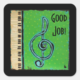 Good Jobピアノ学生のステッカー スクエアシール