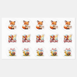 Good Job! Fox, Dragon & Snail Stickers ラベル