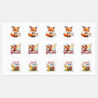 Good Job! Fox, Dragon & Snail Stickers ラベル
