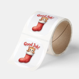 Good Job Kids Motivational Sticker Kitten ラウンドシール