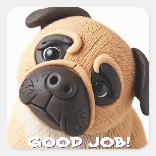 GOOD JOB PUG STICKER スクエアシール (正面)