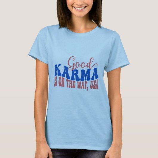 Good Karmaは途中、米国 – 前向きレトロDes Tシャツ (正面)