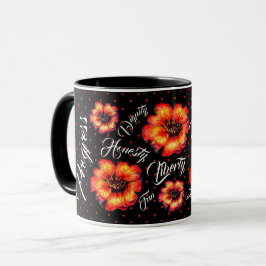 Good Life Values緋色の花と黒の点 マグカップ