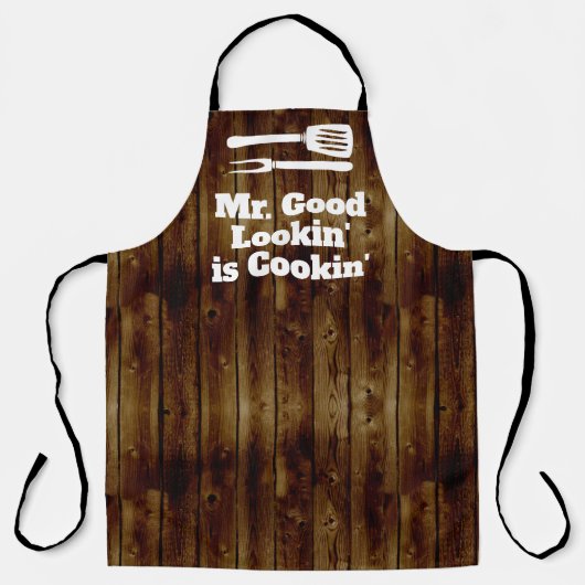 Good Lookin氏はCookin BBQ おもしろい Chef素朴 エプロン (正面)