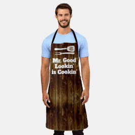 Good Lookin氏はCookin BBQ おもしろい Chef素朴 エプロン