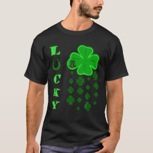 GOOD LUCKシャムロッククローバーリーフアイリッシュハッピーセントパット Tシャツ
