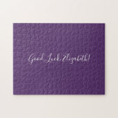 Good Luck名前をカスタムするスクリプ無地のトon Purple おもしろい ジグソーパズル (横)