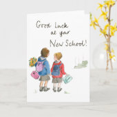 Good Luck – 学校を始める カード (黄色い花)