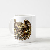 Good Luck 2025 Doppeladler Totenkopf Gold コーヒーマグカップ (正面左)