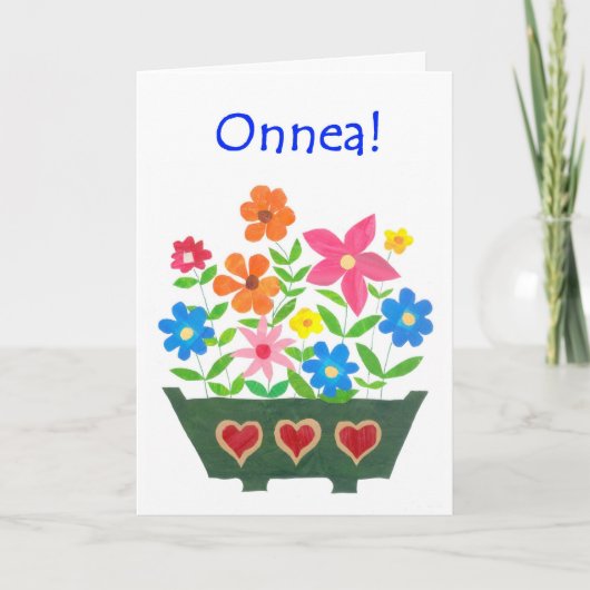 Good Luck Card, Finnish Greeting - Flower Power カード (正面)