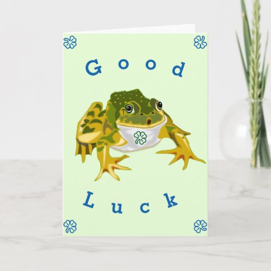 Good Luck Card Lucky Frog – あなたのテキスト カード (正面)
