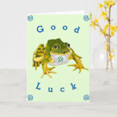 Good Luck Card Lucky Frog – あなたのテキスト カード (黄色い花)
