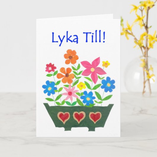 Good Luck Card, Swedish Greeting – フラワーパワー カード (黄色い花)