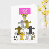 Good Luck Cartoon Cats カード (黄色い花)