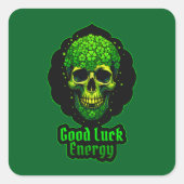Good Luck Energy Skull St Patrick’s - Autocolante スクエアシール (正面)