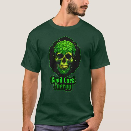 Good Luck Energy Skull St Patrick’s Day -camiseta Tシャツ (正面)