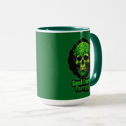 Good Luck Energy Skull St Patrick’s Day - caneca マグカップ (正面右)